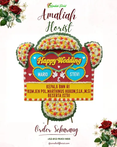 Karangan Papan Bunga Pernikahan di Mentaos